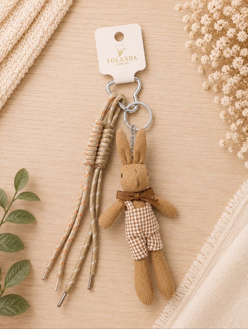 Beige Bunny Keychain/Bag Charm